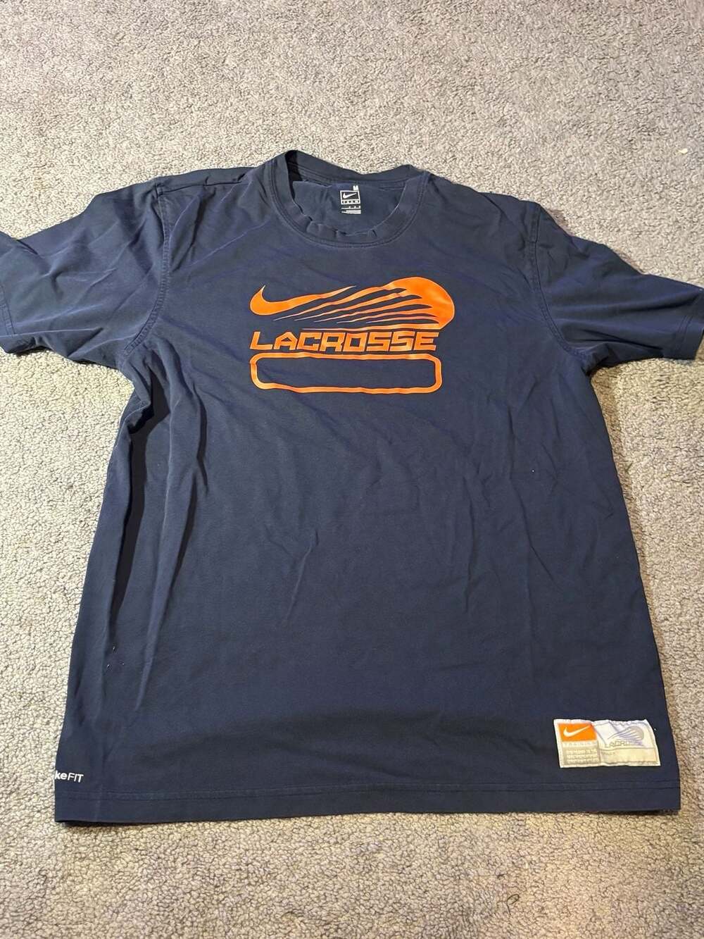 Nike Team Training NikeFIT Lacrosse Graphic T-Shirt Men’s Medium Blue Orange